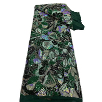 NI.AI Nouveau style Tissu en dentelle perlée colorée à sequins, Tissu en dentelle filet brodée à sequins