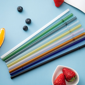 Pailles en verre borosilicate écologiques, résistantes aux chocs, durables, résistantes à la chaleur ; pailles pour enfants style Starbucks 27 cm - Product Image 1