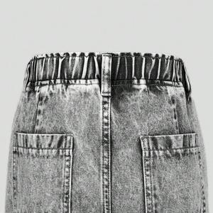 <span class=keywords><strong>Jean</strong></span> gris tendance pour petite fille avec nœud décoratif, coupe droite, pantalon en denim polyvalent pour enfant, personnalisable - Product Image 3