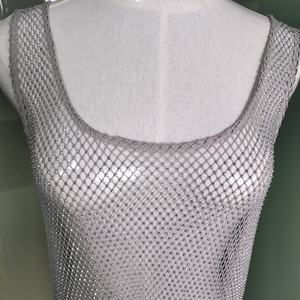 Mode Bestseller <span class=keywords><strong>Bling</strong></span> Ss10 <span class=keywords><strong>Crystal</strong></span> White Strass Netto Mesh Stof Klassieke Lichtgrijze Jurk - Product Image 3