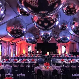 Giant Advertising Christmas Disco Decoration Silver Reflective Hanging Inflatable Mirror Ball For Fashion Show And Party