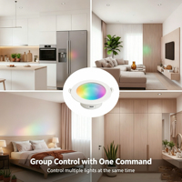 Plafonnier LED intelligent 4 pouces RGBCW 900LM Tuya Zigbee pour Alexa Google, contrôle par application, intensité variable, pour la maison
