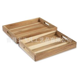 Acacia Wood Serving <b>Tray</b> 38cm Restaurant Use Solid Wood Fruit Dessert <b>Tray</b> With Handles Handheld Storage <b>Tray</b> - Product Image 2
