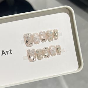 Uñas Postizas Cuadradas Hechas a Mano 100% ABS, Uñas Postizas Cortas con Diseño <span class=keywords><strong>de</strong></span> Flores 3D y Punta Francesa para Mujer - Product Image 5