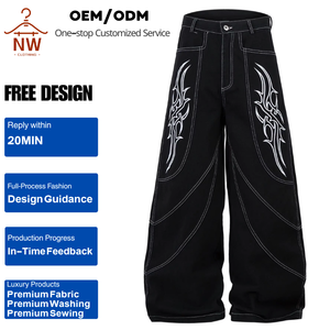 <span class=keywords><strong>Jeans</strong></span> da <span class=keywords><strong>Uomo</strong></span> Stile Retrò Americano Hip Hop, Vita Media, Gamba Dritta, Decorazione con Bottoni, 100% Cotone, Y2K, Ricamati, Lavati, Neri, <span class=keywords><strong>Jeans</strong></span> Larghi da <span class=keywords><strong>Uomo</strong></span> - Product Image 1