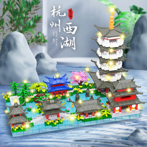 Nouvelle Offre : Kit de Modélisme DIY en Plastique, Haute Difficulté, Détail Réduit, Ensemble de Blocs de Construction du Lac de l'Ouest de Hangzhou pour l'Exposition et la Collection - Product Image 1