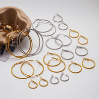 Boucles d'oreilles créoles fines en acier inoxydable 316L plaqué or PVD 18 carats, étanches, à boucle ouverte, multi-tailles, empilables