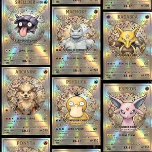 Tarjeta Coleccionable de Juego de Cartas Intercambiables DM Pokemoned, Impresa a Todo Color en Metal, Divertida, Dorada, Plateada, Rara, Charizard, Pikachu, Mewtwo Vmax, Cuadrada - Product Image 1