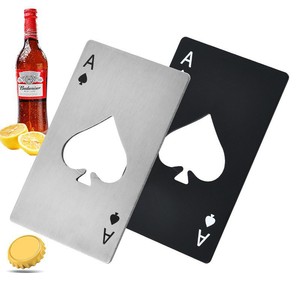 Ouvre-bouteille Ace Of Spades en acier inoxydable, argent et noir, portable pour usage domestique - Product Image 1
