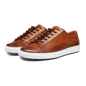 Chaussures de course pour hommes en cuir véritable respirant de haute qualité, à lacets, légères, pour toutes les saisons - Product Image 1