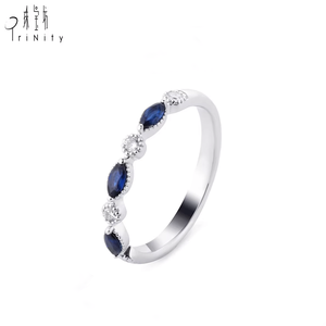 Bagues de mariage élégantes en or blanc massif 18 carats avec saphir, de qualité exceptionnelle, style classique, bijoux fins pour femmes, cadeau de fiançailles - Product Image 2