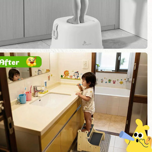 Wooden Kids Step <b>Stool</b> Natural Color Safety Non-Slip Surface For <b>Bathroom</b> Kitchen Learning Tower - Product Image 3