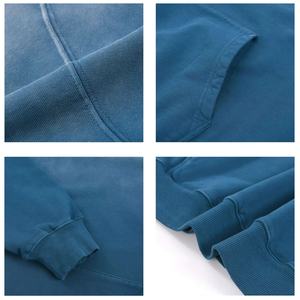 TKAN406D Nouveau style dégradé vintage lavé 100% coton sweat à capuche oversize décontracté pour homme, saison hivernale, chaud, lourd, avec poche - Product Image 3