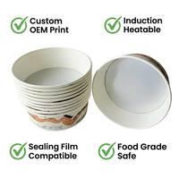 Bol en papier jetable chauffable par induction avec revêtement PE, imprimé sur mesure pour nouilles instantanées, ramen, hot pot, cuisson autonome