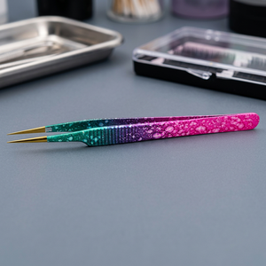 Pince à épiler de précision pour cils, en métal, plate, mini, en forme d'éventail, outil de beauté durable pour extensions de cils - Product Image 4