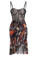 Robes de soirée personnalisées à volants en maille noire pour femmes