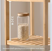Étagère ouverte en bambou naturel minimaliste moderne, unité de rangement autoportante pour la cuisine et le salon