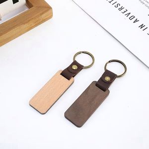 WSY896 Wholesale Wood Laser <b>Blanks</b> Key <b>Ring</b> Custom Leather Wood Key Chain DIY Wooden Keychain for Business Gift - Product Image 5