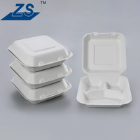 Boîte à lunch jetable de canne à sucre biodégradable écologique pour l'emballage alimentaire à emporter