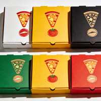 Kotak Pizza Kardus Hitam Custom Print Ukuran Caja, Harga Karton Irisan Hitam Mewah untuk Makanan, Kotak Pizza Bergelombang 32 cm 12 Inch dengan LOGO