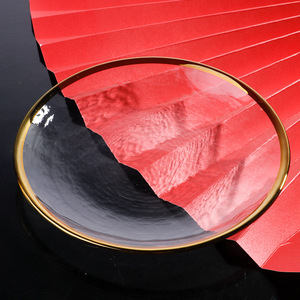 Assiette en <span class=keywords><strong>verre</strong></span> à bord doré Assiette à grains froids Bol en <span class=keywords><strong>pyrex</strong></span> Bol à dessert et à salade Vaisselle en <span class=keywords><strong>verre</strong></span> - Product Image 2