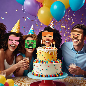 12 Piezas de Gafas de Papel con Temática de <span class=keywords><strong>Minecraft</strong></span>, Decoración de Cumpleaños, Máscaras, Accesorios para Fotomatón - Product Image 3
