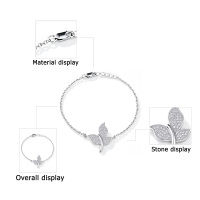 Charmants bracelets à breloques en argent 925 pour femmes, design délicat à maillons de chaîne avec incrustations de zircon cubique