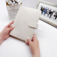 Carnet de notes A5 à couvercle blanc uni, nouveau Design, reliure à anneaux en cuir, journal intime