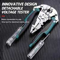 Pince d'électricien multifonction pliable 18-en-1 avec testeur de tension détachable, dénudeur de fils, pince à sertir et coupe-fils – Outil à main