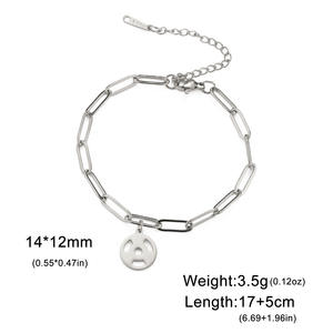 Venta directa de fábrica círculo geométrico marca Cadena de mano placa redonda Simple Frisbee colgante 304 Cadena de mano de acero inoxidable para mujer - Product Image 6