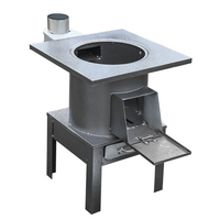 Poêle à bois multifonctionnel en acier inoxydable de style ancien - sans fumée, pour le camping en plein air et l'usage domestique