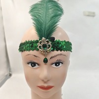 Serre-tête à plumes style Charleston des années 20 avec sequins pour femme, idéal pour costume de fête d'Halloween