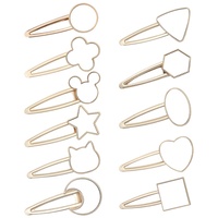 11 Estilos de Pasadores de Pelo de Metal Plateado para Sublimación, Diseño Personalizado, Imprimible, Romántico, Lindo, Accesorios para el Cabello, Pequeño Regalo