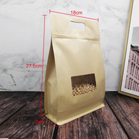 Vente en gros de sacs en papier kraft pour le thé, les dattes rouges, les aliments pour chiens, sacs à fermeture éclair 3D avec sac d'emballage alimentaire en noyer à huit côtés