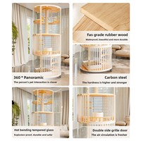 Villa pour chat de luxe panoramique à 360 degrés en bois massif écologique, grande cage intérieure quatre saisons, niche pour chat, maison pour animaux de compagnie pour salon