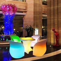 Ensemble de meubles de jardin pour villa extérieure, tables, chaises, mobilier de jardin, tabouret de bar, tabouret lumineux LED en PE
