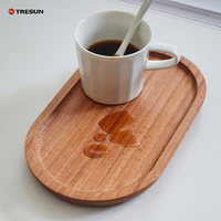 Bandeja Ovalada de Madera Maciza de Alta Calidad con Diseño Rectangular para el Té y Café del Atardecer en Casa
