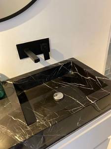 Lavabo Flotante de Mármol Nero Marquina de Lujo |   Encimera de Baño Integrada de Mármol Negro |   Piedra Natural Personalizada y Duradera - Product Image 3