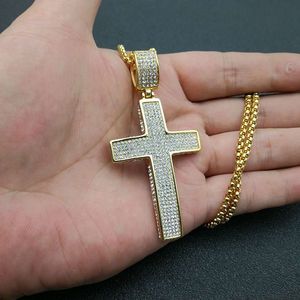 yunnique <b>Cross</b> Pendant Necklace Stainless Steel Pave Setting Rhinestone Unisex Gift Jewelry - Product Image 4