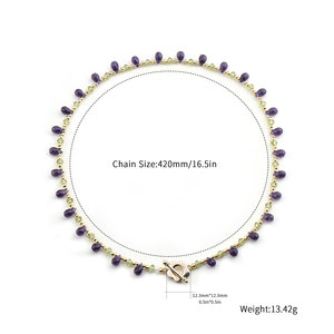 2024 mode pierres précieuses cristal améthyste péridot perles argent plaqué or breloques avec fermoir fleur colliers de perles pour les filles - Product Image 6