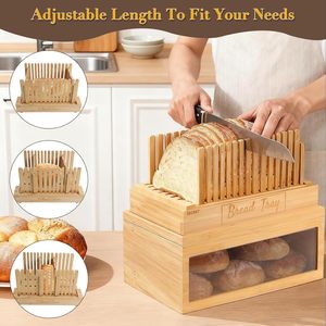 Trancheuse à pain en bambou de 6,3 pouces de hauteur avec patins antidérapants pour couper les pains et les bagels de grande taille - Product Image 3