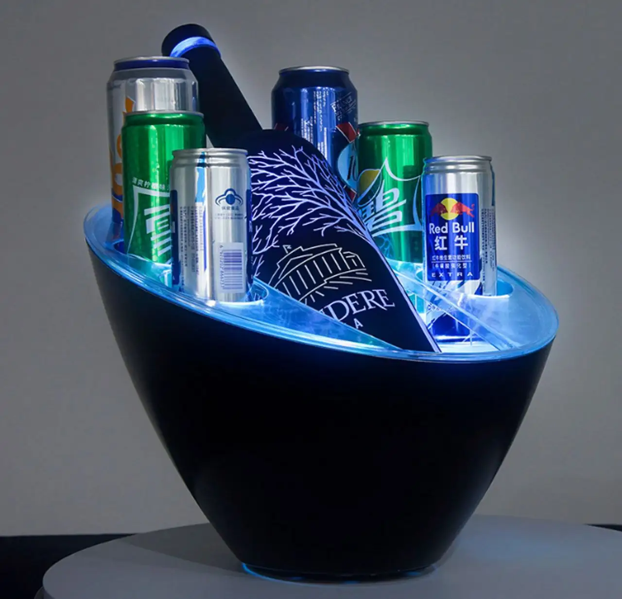 Acrylic rượu vang Xô đá tùy chỉnh led Ice Bucket Bar bảng bia Thùng bia thủy tinh LED Xô đá