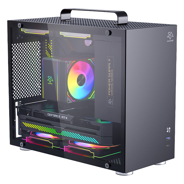 SNOWMAN 013 Micro M-ATX PC Case Fully Ventilated Airflow Mini Gaming Case Tempered Glass USB3.0 ITX MATX Motherboard Aluminum