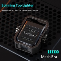 Nouveau Briquet Gyro Métallique Rechargeable Double Arcs Charge Rapide Type-C Affichage Niveau Batterie Coupe-Vent - Succès TikTok Ventes Transfrontalières