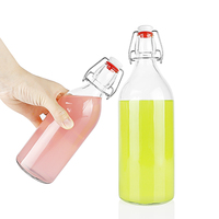 Bouteille de stockage de boissons en verre à prix avantageux de 0,2 L, 0,5 L, 1 L, 1,5 L, 2 L avec joint hermétique, bouchon à bascule et clip en caoutchouc