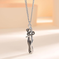 Collier Pendentif Couple Embrassé en Argent Sterling S925 Bicolore 3D Créatif, Vente en Gros SPJ, Faible MOQ, Idéal Cadeau pour Amoureux