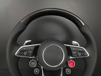 Volante Deportivo S-Line de Fibra de Carbono y Cuero con Botones y Levas de Cambio para Audi A3/A4/A5/A6/A7/S3/S4/S5/RS3/RS4/RS5/Q3/Q5/Q7