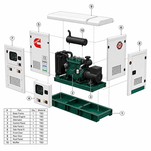 Groupe électrogène diesel Cummins à faible bruit de 20 kW, 50 kW, 60 kW, 80 kW, 90 kW, 100 kW, 120 kW, 50/60 Hz avec ATS pour l'alimentation de secours des petites usines - Product Image 5