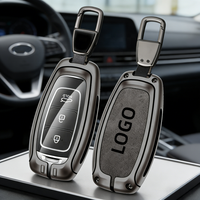 Étui de luxe en métal et cuir pour clé de voiture Hyundai, avec logo personnalisé, housse de clé élégante anti-rayures avec porte-clés
