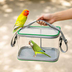 Cage <span class=keywords><strong>de</strong></span> transport transparente, ventilée et légère pour oiseaux, à porter à l'épaule, adaptée aux perroquets et aux petits oiseaux, pour les voyages en extérieur, produits pour animaux <span class=keywords><strong>de</strong></span> compagnie - Product Image 1